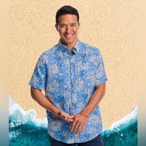 Lilly Pulitzer Southern Tide NWT Blue and White Floral Men's Size Small Shirt